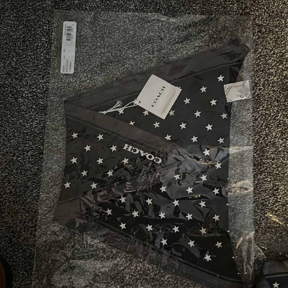 Coach Star Silk Bandana Charcoal and Silver